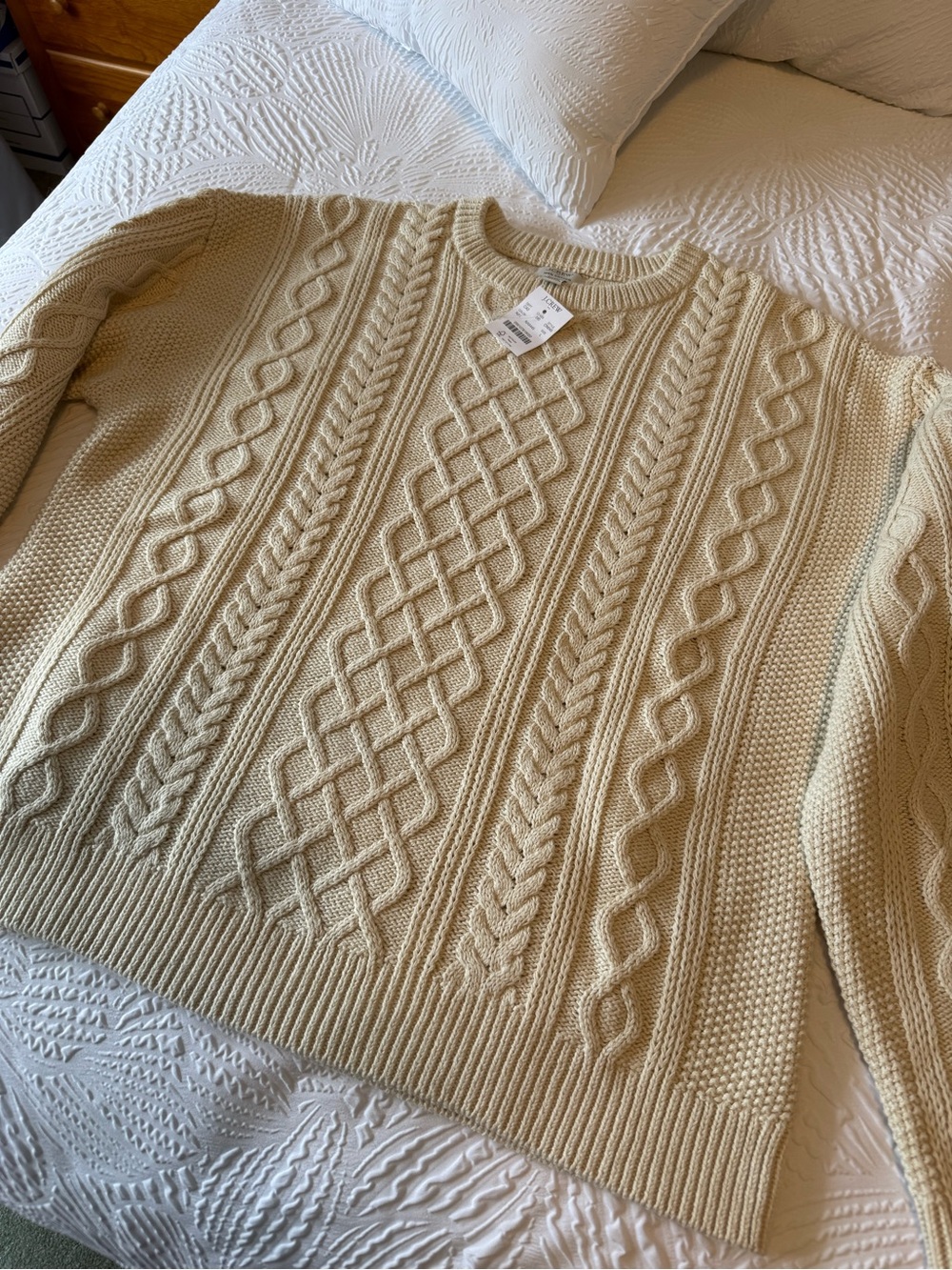 J. Crew Cable Knit Crewneck Sweater - Cream NWT - Picture 3 of 7